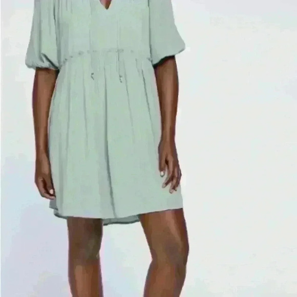 GENTLE FAWN Joplin  Dress Pastel Green Lined Gathered Waist Short Size XS - Picture 3 of 10